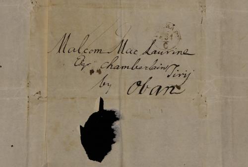 image shows letter addressed to Malcolm McLaurin, Chamber of Tiree