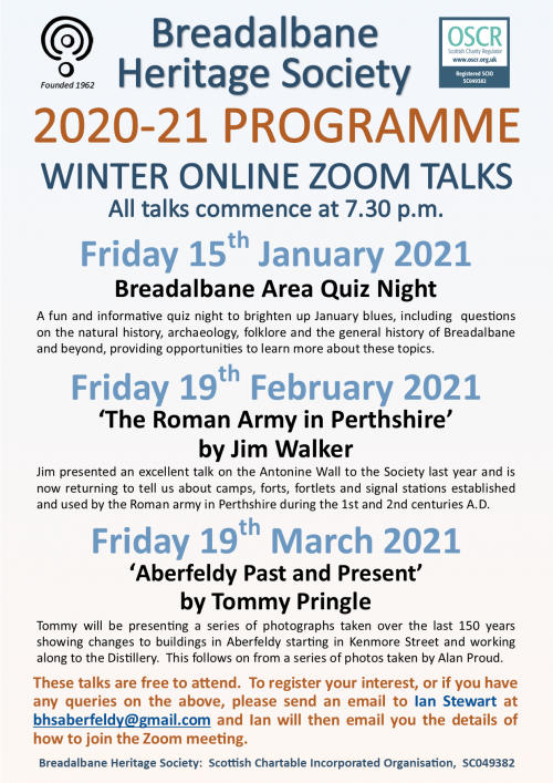 Breadalbane Heritage Society Winter 2021 Online events
