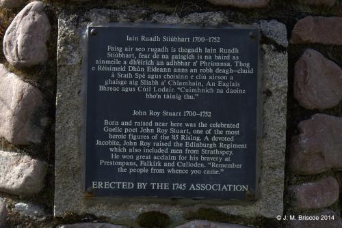 The Cairn dedicated by The 1745 Association to the memory of John Roy Stuart near the place of his birth in Strathspey