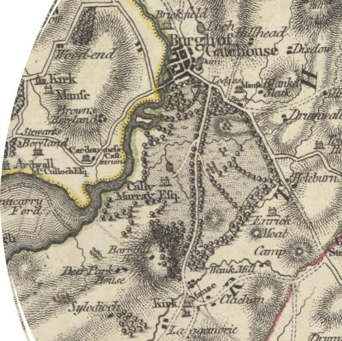 Extract from Ainslie’s map of the Stewartry of Kirkcudbright 1797, with thanks to the WS Society