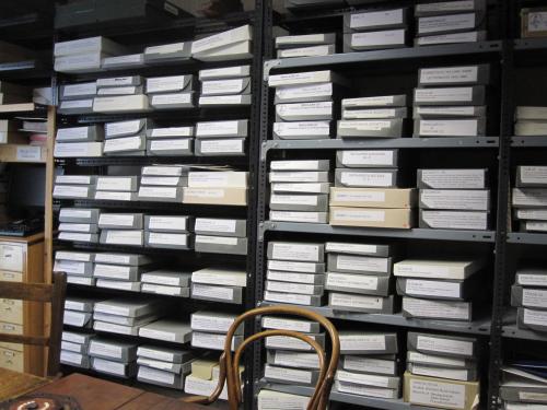 Shelves of archive boxes - what will you discover?