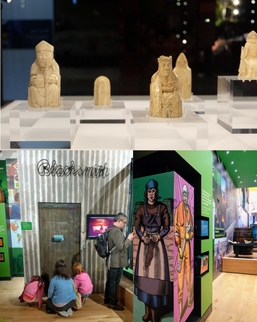 Displays at Museum nan Eilean Lews Castle. The Lewis Chessmen, the door from a local smithy, and hands-on activities for children.