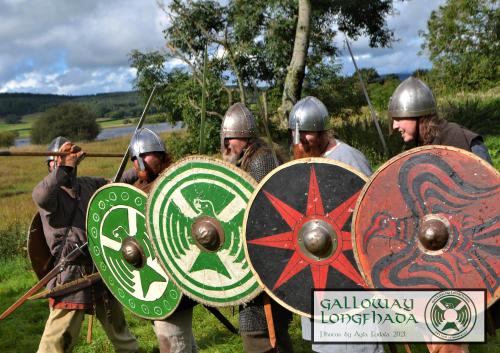 The Galloway Longfhada Vikings hold a shield wall