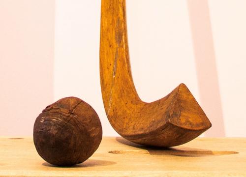 Nostie wooden shinty ball and stick, West Highland Museum, Fort William. Credit: Alex Gillespie